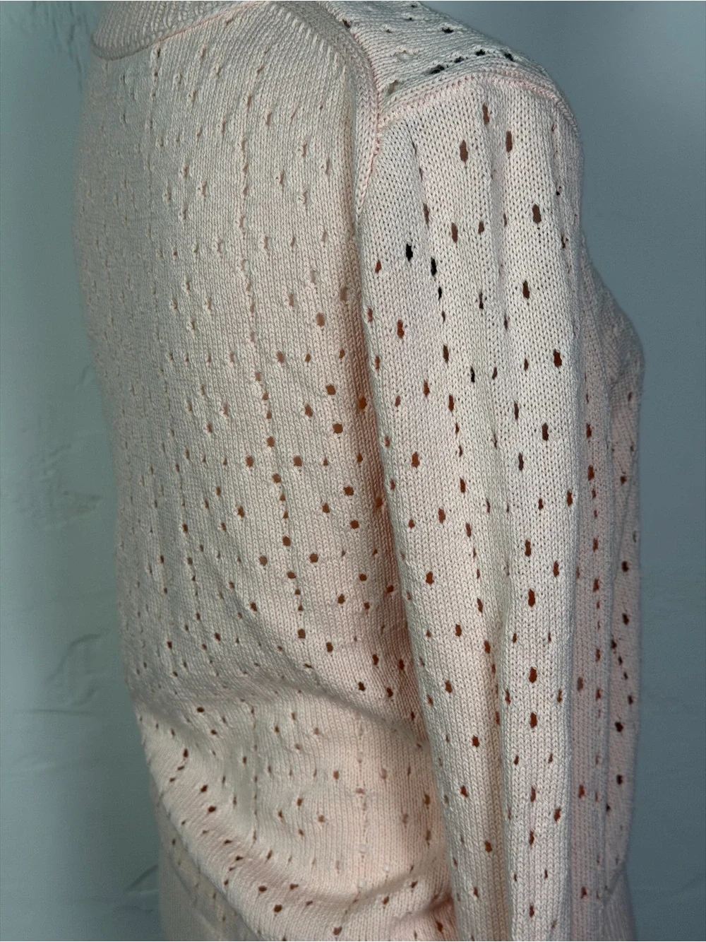 J. Crew - Point Sur Collection Pale Pink Openwork Crewneck Sweater - Perfect M
